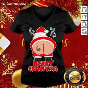 Santa Claus Ho Ho Merry Christmas V-neck- Design By Daintytee.com
