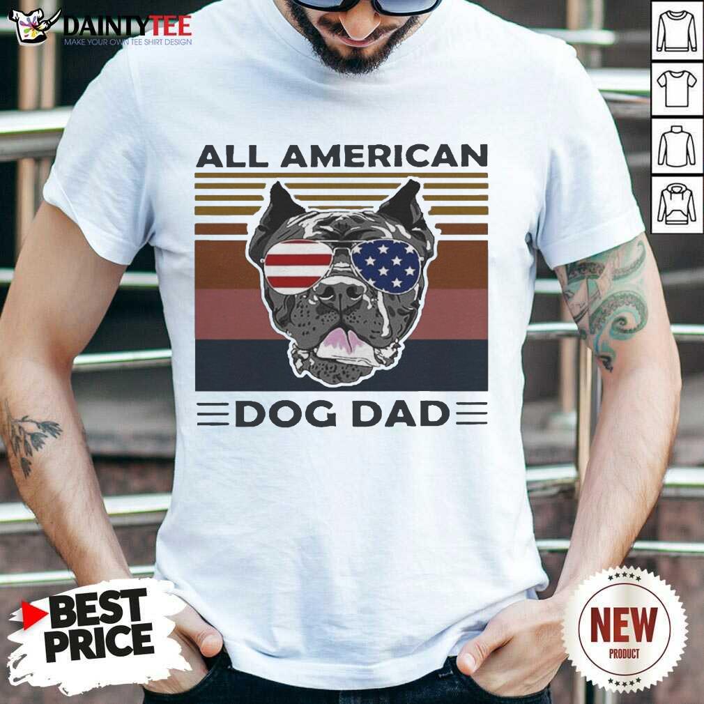 All American Dog Dad Vintage Retro Shirt- Design By Daintytee.com