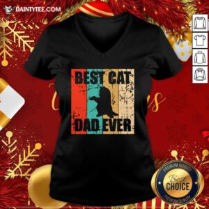 Best Cat Dad Ever Vintage V-neck- Design By Daintytee.com