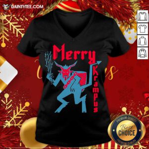 Merry Krampus Christmas V-neck- Design By Daintytee.com