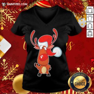 Reindeer Santa Christmas V-neck- Design By Daintytee.com