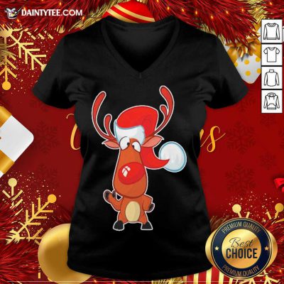 Reindeer Santa Christmas V-neck- Design By Daintytee.com