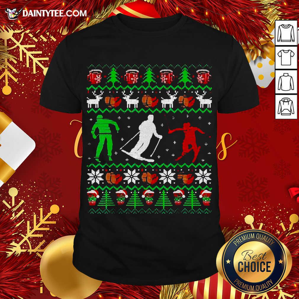 Skiing Coffee Ugly Christmas Shirt- Design By Daintytee.com