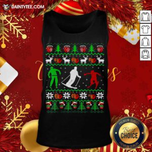 Skiing Coffee Ugly Christmas Tank Top- Design By Daintytee.com
