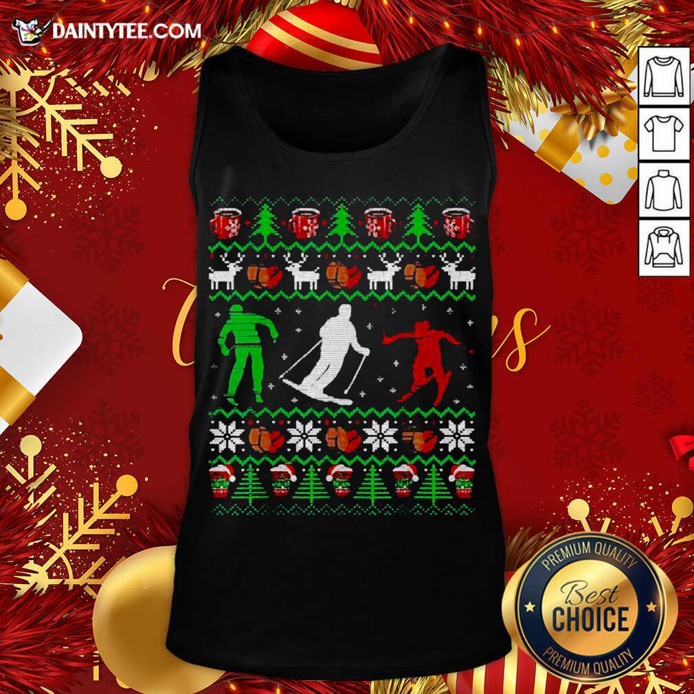 Skiing Coffee Ugly Christmas Tank Top- Design By Daintytee.com Skiing Coffee Ugly Christmas Tank Top- Design By Daintytee.com