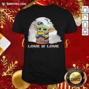 Baby Yoda Hug Heart LGBT Love Is Love 2020 Shirt- Design By Daintytee.com