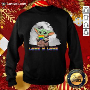 Baby Yoda Hug Heart LGBT Love Is Love 2020 Sweatshirt- Design By Daintytee.com