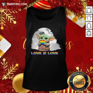 Baby Yoda Hug Heart LGBT Love Is Love 2020 Tank Top- Design By Daintytee.com