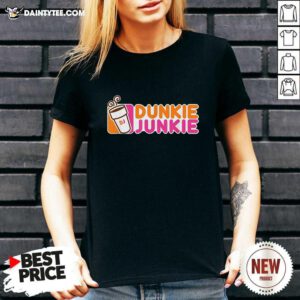 Dunkie Junkie Coffee Lover V-neck- Design By Daintytee.com