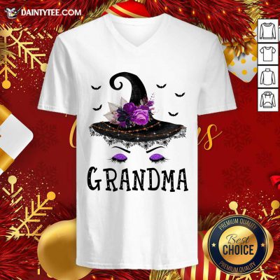 Grandma Witch Hat Halloween V-neck- Design By Daintytee.com