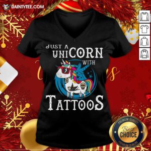 Just A Unicorn With Tattoos V-neck- Design By Daintytee.com