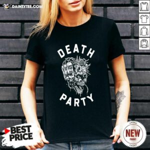Liquid Death Merch Death Party V-neck- Design By Daintytee.com