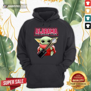Baby Yoda Hug Cup Alabama Crimson Tide Hoodie- Design By Daintytee.com