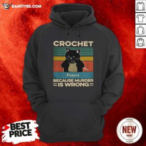 Black Cat Crochet Peanut Because Murder Is Wrong Vintage Hoodie - Design By Daintytee.com