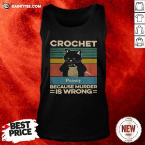 Black Cat Crochet Peanut Because Murder Is Wrong Vintage Tank Top - Design By Daintytee.com