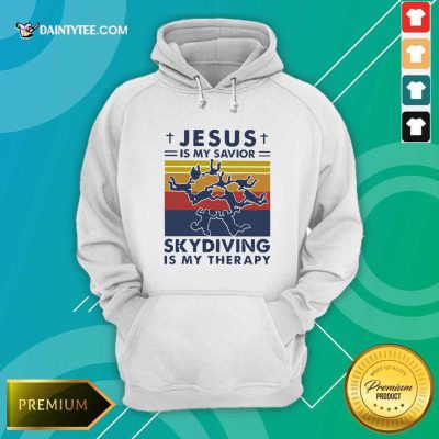 Jesus Is My Savior Skydiving Is My Therapy Vintage Hoodie- Design By Daintytee.com