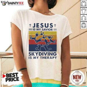 Jesus Is My Savior Skydiving Is My Therapy Vintage V-neck- Design By Daintytee.com