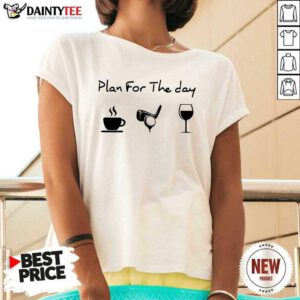 Plan For The Day Coffee Golf And Wine V-neck- Design By Daintytee.com