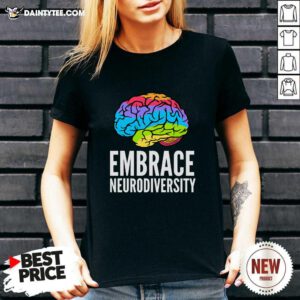 Embrace Neurodiversity Brain Adhd Autism Asd Awareness V-neck- Design By Daintytee.com