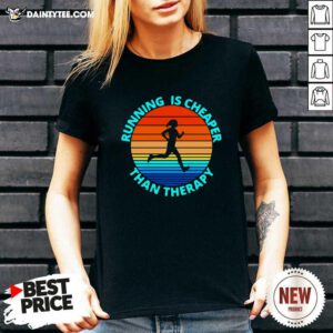Running Is Cheaper Than Therapy Vintage V-neck- Design By Daintytee.com