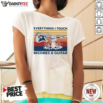 Vintage Retro Everything I Touch Becomes A Guitar Funny V-neck- Design By Daintytee.com