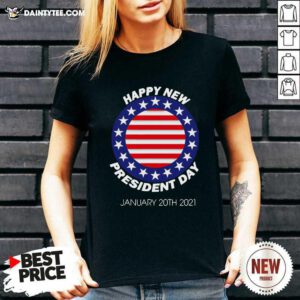 Happy New President Inauguration Day American Flag V-neck- Design By Daintytee.com