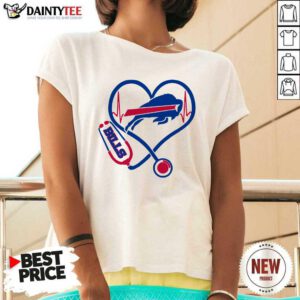 Heartbeat Nurse Love Buffalo Bills V-neck- Design By Daintytee.com