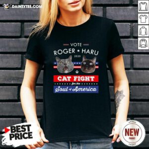 Vote Roger Haru 2020 Cat Fight For The Soul Of America V-neck - Design By Daintytee.com