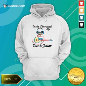 Easily Distracted By Music Cats And Guitar Hoodie- Design By Daintytee.com