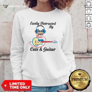 Easily Distracted By Music Cats And Guitar Sweatshirt- Design By Daintytee.com