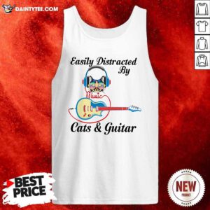 Easily Distracted By Music Cats And Guitar Tank Top- Design By Daintytee.com