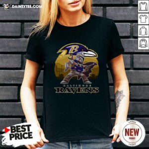 The Mandalorian Star War Baby Yoda With Baltimore Ravens 2021 V-neck- Design By Daintytee.com