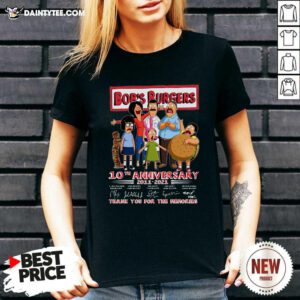 Bobs Burgers 10th Anniversary 2011 2021 Thank You For The Memories Signatures V-neck- Design By Daintytee.com