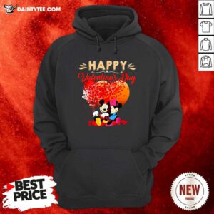 Mickey And Minnie Mouse Happy Valentines Day Heart Hoodie- Design By Daintytee.com