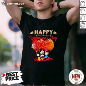 Mickey And Minnie Mouse Happy Valentines Day Heart Shirt- Design By Daintytee.com