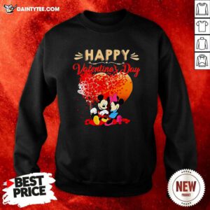 Mickey And Minnie Mouse Happy Valentines Day Heart Sweatshirt- Design By Daintytee.com
