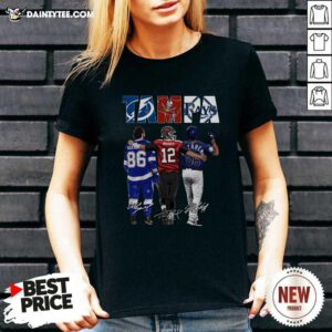 The Nikita Kucherov Brady And Arozarena Tampa Buccaneers Rays 2021 Signatures V-neck- Design By Daintytee.com