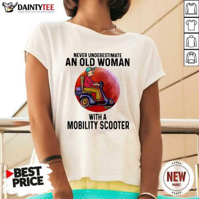 Never Underestimate An Old Woman With A Mobility Scooter V-neck- Design By Daintytee.com