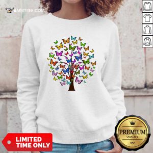 Butterflies In A Tree Sweatshirt- Design By Daintytee.com