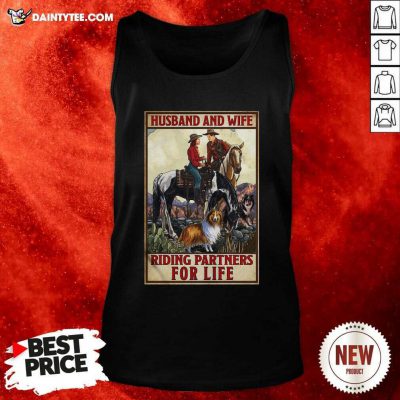 Husband And Wife Riding Partners For Life Cowgirl Tank Top- Design By Daintytee.com