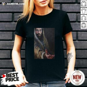 Jesus Reaching Hand Poster V-neck- Design By Daintytee.com