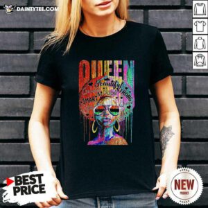 Strong Melanin Queen Beautiful Strong Dope Smart Queen Love V-neck- Design By Daintytee.com