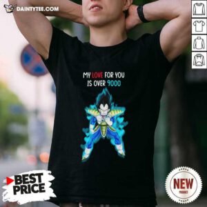 Vegeta Blue My Love For You Is Over 9000 Shirt- Design By Daintytee.com
