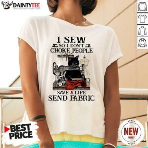 Black Cat I Sew So I Don’t Choke People Save A Life Send Fabric V-neck - Design By Daintytee.com