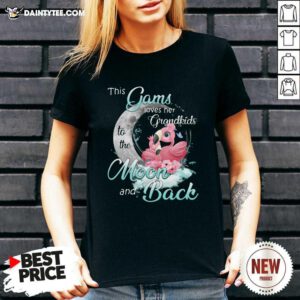 Flamingo This Gams Loves Her Grandkids To The Moon And Back V-neck- Design By Daintytee.com