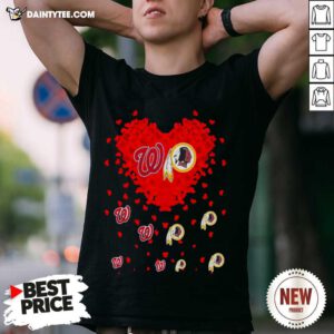 Heart Red Washington And Redskins Team Football Shirt- Design By Daintytee.com