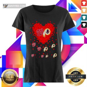 Heart Red Washington And Redskins Team Football V-neck- Design By Daintytee.com