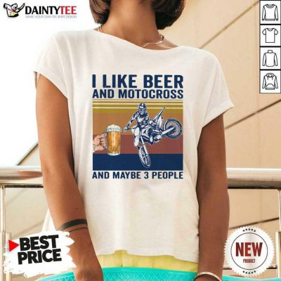 I Like Beer And Motocross And Maybe 3 People Vintage V-neck- Design By Daintytee.com