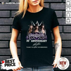 Undertaker 30th Anniversary Signature Thank You For The Memories V-neck- Design By Daintytee.com