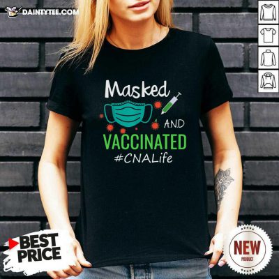 Masked And Vaccinated CNA Life V-neck- Design By Daintytee.com